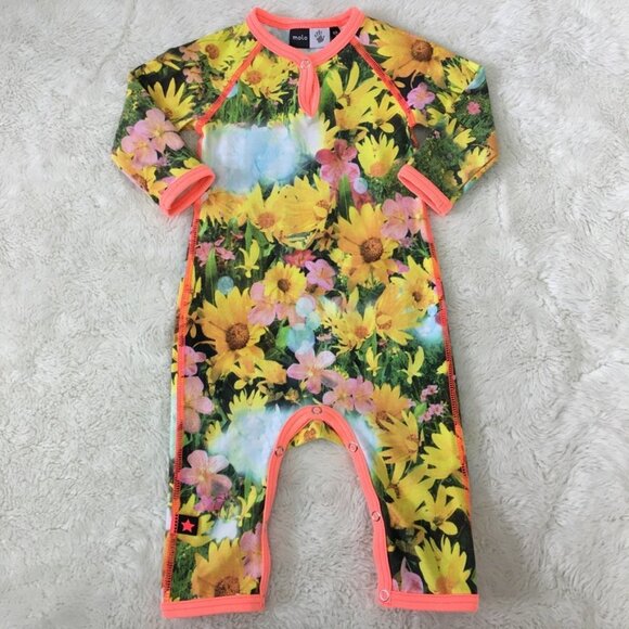 Molo Baby Girl Floral Footless Onesie Size 6 Months